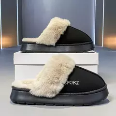 Chinelos de algodão antiderrapante confortáveis para homens e mulheres, sapatos de pelúcia quente para casa, interior, exterior, quarto, inverno