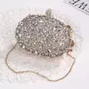 Sacos luxuosos de cristal prata e diamante para mulheres, festa de aniversário, bolsa de casamento, embreagem boutique nupcial, rosa, dourado