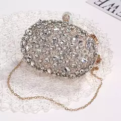 Sacos luxuosos de cristal prata e diamante para mulheres, festa de aniversário, bolsa de casamento, embreagem boutique nupcial, rosa, dourado