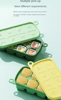 Bandeja de gelo do silicone do produto comestível PP, Caixa do suplemento alimentar, baixa temperatura com tampa, fácil de limpar, caixa do molde do bolo do arroz do bebê das crianças - loja online