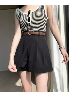 Shorts femininos casuais de cintura alta linha A saias, calças femininas soltas irregulares e chiques, moda verão, novo, 2024 - Wolf Magazine