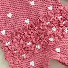 Pudcoco-macacão de bebê menina com estampa de coração, manga comprida para os pés, com zíper e bandana de 0 a 6 anos - Wolf Magazine