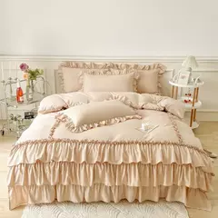 Microfibra cama Duvet Cover Set, Ruffle Duvet Cover, Rainha Gêmea, 100% Lavado, gasto Chic Farmhouse Pillow Shams, 3Pcs