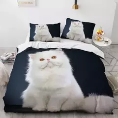 Conjunto de cama 3D gato para meninas e meninos, edredão de poliéster, fronha, - Wolf Magazine