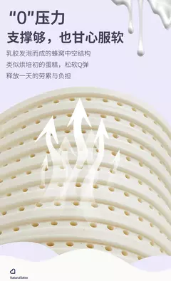 Travesseiro de látex natural com capa de algodão, macio, sem pressão, suporte para alívio da dor no pescoço, travesseiro de cama para costas laterais e estômago na internet