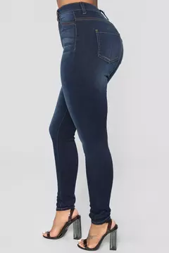 Calça jeans skinny com elástico de cintura alta feminina, calça comprida lápis, envoltório reto de perna, calça casual quadris, vintage, estreita, senhora - comprar online