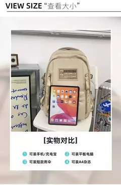 Imagem do Mochila de pano Oxford de grande capacidade para meninos e meninas, mochila leve, bolsa de estudante retrô, europeia e americana, escola secundária