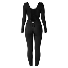 Macacões de uma peça femininos de manga comprida macacão esportivo roupas de ginástica alta elástica ciclismo musculação bodysuit feminino - comprar online