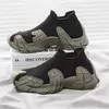 Sapatilhas masculinas mid-top meia, calçados esportivos hip-hop da moda, malha respirável, tênis de corrida, sapatos de caminhada grandes, calçados masculinos