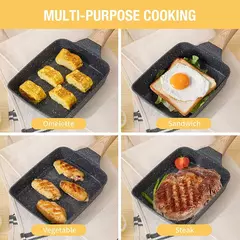 Antiaderente Tamagoyaki Pan, Omelete Japonesa Egg Pan, Pan retangular do rolo de ovo, alça anti escaldante destacável para todo o fogão na internet