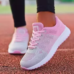 Tênis respirável para mulheres, tecido de malha, calçado feminino com renda, sapatilhas ao ar livre, nova moda, 2022 - comprar online