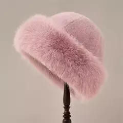 Chapéu de balde de peles artificiais fofo para mulheres, chapéu luxuoso de pescador, boné Panamá grosso e quente, dia frio, inverno, 2023, 2023 - comprar online