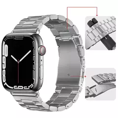Pulseira de metal para Apple Watch, pulseira de aço inoxidável, pulseira para iWatch Series 7, 6, 5, 4, SE2, 9, 8 Ultra, 44mm, 40mm, 45mm, 41 milímetros, 42 milímetros, 49 milímetros - Wolf Magazine