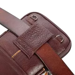 Imagem do Bolsa de cintura de couro masculina, cinto para celular para pequenas empresas, esporte ao ar livre, um ombro, andar, vestindo