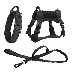 Coleira grande para cães, conjunto militar de arnês e coleira para treinamento de animais de estimação, arnês tático de pastor alemão para cães de todos os tamanhos - comprar online