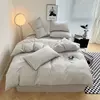 Conjunto de cama de cor preta para adultos, estilo simples, lençóis duplos, solteiro, rainha, capa de cama king, cama lisa