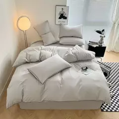 Conjunto de cama de cor preta para adultos, estilo simples, lençóis duplos, solteiro, rainha, capa de cama king, cama lisa