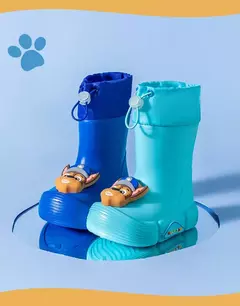Sapatos de chuva impermeáveis Paw Patrol para meninos e meninas, Sapatos de borracha de tubo médio antiderrapante, Bunched Rain Boots na internet
