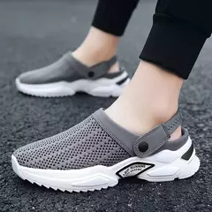 Sandálias de plataforma acolchoadas respiráveis masculinas, mulas de malha designer, chinelos de praia, tênis leves, 2021 na internet