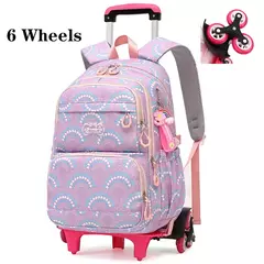Rolling School Bags for Girls, Mochila impermeável para crianças com rodas, Trolley Luggage Back Pack, Ensino médio - comprar online