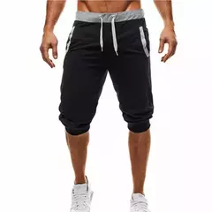 Shorts de praia de algodão preto masculino, bermudas de suor casual masculino, roupas clássicas, moda verão, novo 2023 - Wolf Magazine