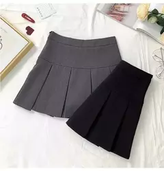 Mini vestido de cintura alta feminino, Cinza, Emagrecimento, Versátil, Anti-Exposição, Saia Linha A, Design, Sentido, Primavera, Outono, Novo, 2022