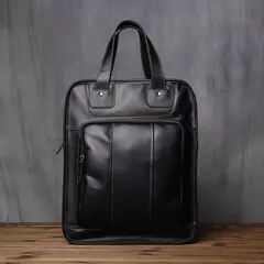 Maleta de couro retrô para homens, couro natural, bolsa vertical, bolsa de ombro casual, mochila masculina, adequada para laptop de 15 ", NZPJ - comprar online