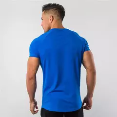 Imagem do Camiseta masculina de algodão de manga curta, tops lisos, musculação T, corredores musculares, roupas de ginástica masculina, camisa slim fit, camisa fitness