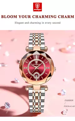 Imagem do POEDAGAR-Relógio de Luxo Feminino, Alta Qualidade, Diamante, Quartzo, Impermeável, Data, Aço Inoxidável, Senhoras Relógios, Caixa Incluída