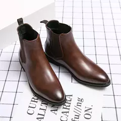 Botas de couro chelsea para homens, botas de negócios casuais de pelúcia quente, tamanho grande 48, marca designer, moda, 2024