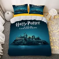 Imagem do Conjunto de cama dos desenhos animados harries p-potters capa de edredão fronha relíquias da morte colcha capa para crianças presente único duplo grande