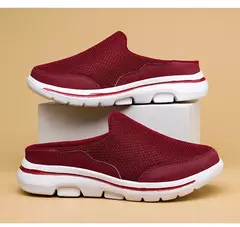 Imagem do Mocassins de malha casuais masculinos, cor sólida, sapatos de encalço, flats de casal de verão, meio chinelos, tamanho grande