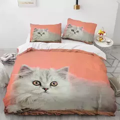 Conjunto de cama 3D gato para meninas e meninos, edredão de poliéster, fronha, - Wolf Magazine