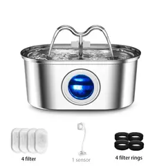 Dispensador de animais de estimação de aço inoxidável, 108oz/3.2l, água para gatos, com luz led, bomba silenciosa, fonte automática para gato, cachorro, tigela potável na internet