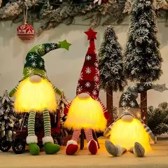 Natal Faceless Doll Gnome Ornamentos, Luz LED, Pelúcia, Artesanato de tricô, Decoração pendente, Decorações para crianças, Presente na internet