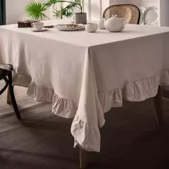 Toalha de mesa de algodão, Toalha de mesa branca lavável para festa de casamento Decoração de banquete de jantar na internet