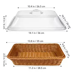 Imagem do Cesta de imitação de Rattan com tampa, Simulado Pão Vegetal Servir Cestas, Recipientes De Armazenamento De Acrílico para Casa, Cozinha, Piquenique