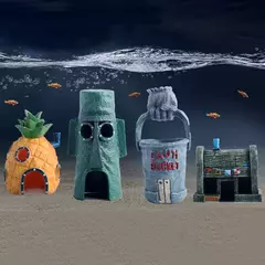 Decoração de aquário acessórios de paisagismo decoração de aquário de tanque de peixes personagem de desenho animado decoração de casa de abacaxi - loja online