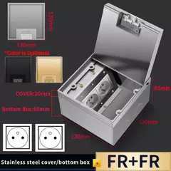 Soquete de piso oculto de aço inoxidável 304 ultrafino - à prova d'água e incorporado para superfícies planas Soquete UE 130 mm x 130 mm - Wolf Magazine