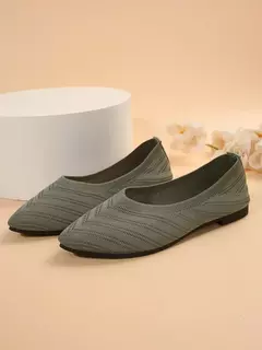 Sapatilhas femininas de malha, sapatilhas casuais, dedo do pé pontiagudo, mocassins para barcos de escritório, cor sólida, novo, 2022, 2024