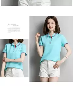 Camisa polo feminina de algodão solto, manga curta, blusa esportiva casual com lapela, camisa de negócios preto e branco, verão feminino - Wolf Magazine