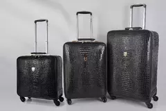 Crocodilo Padrão Couro Rolando Bagagem, Embarque Trolley Mala, Bagagem de Viagem Real para Homens e Mulheres, 16 20 24 Polegada
