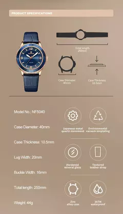 NAVIFORCE-Relógio de couro simples feminino, relógios de pulso casuais, relógio de quartzo feminino, original, nova moda - Wolf Magazine