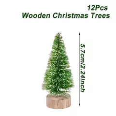 Mini árvore de natal de madeira artificial, azul, verde, branco, torre de ouro, pinho, pequena sisal, árvore de natal, decoração de mesa - loja online