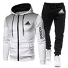 Sportswear com zíper masculino, terno fitness, terno de corrida, terno esportivo com capuz, novo estilo, moda, 2022