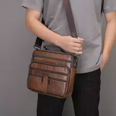 Bolsa de ombro de couro genuíno para homens Bolsa preta de couro, saco do mensageiro do escritório do negócio, saco crossbody masculino