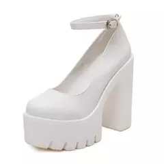Imagem do Sapatos Solados Grossos para Mulheres, Salto Alto, Fivela, Bombas de Plataforma, Sapatos De Noiva, Moda Europeia e Americana, Bombas Sexy, 14cm
