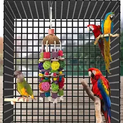 Pássaro mascar brinquedo pássaro papagaio treinamento brinquedos mastigar forrageamento pendurado gaiola cordas de papel fio desenho bola brinquedos aliviar o tédio - comprar online