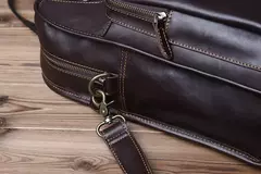 Maleta de couro retrô para homens, couro natural, bolsa vertical, bolsa de ombro casual, mochila masculina, adequada para laptop de 15 ", NZPJ - loja online