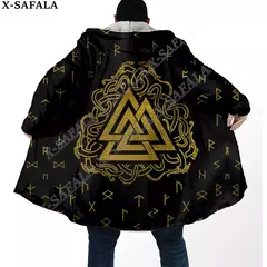 Manto com capuz unisex à prova de vento, casaco casual, símbolo de tatuagem viking, corvo e odin, sobretudo grosso e quente, casaco masculino, símbolo - comprar online